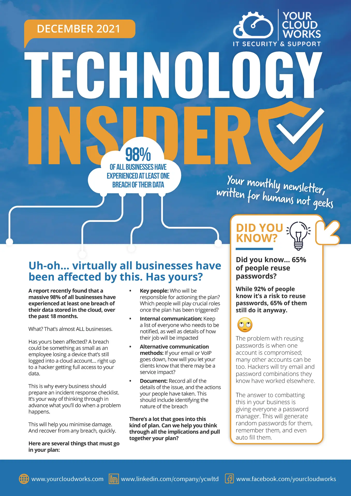 98% of all businesses have experienced at least one breach of their data