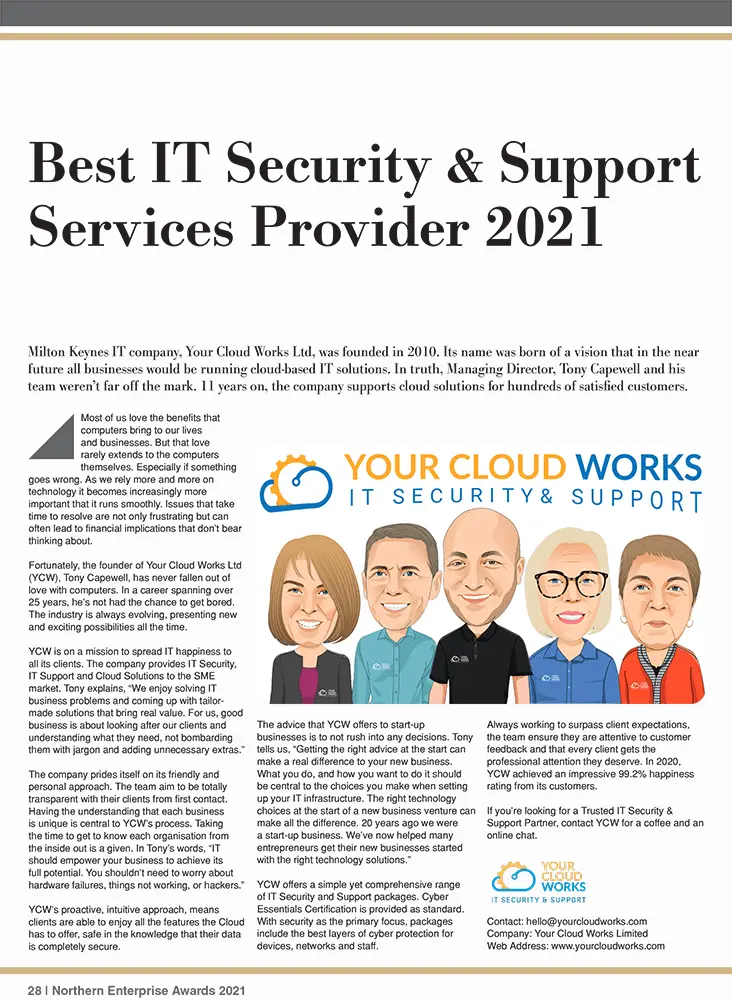 Your Cloud Works is crowned Best IT Security & Support Services Provider 2021